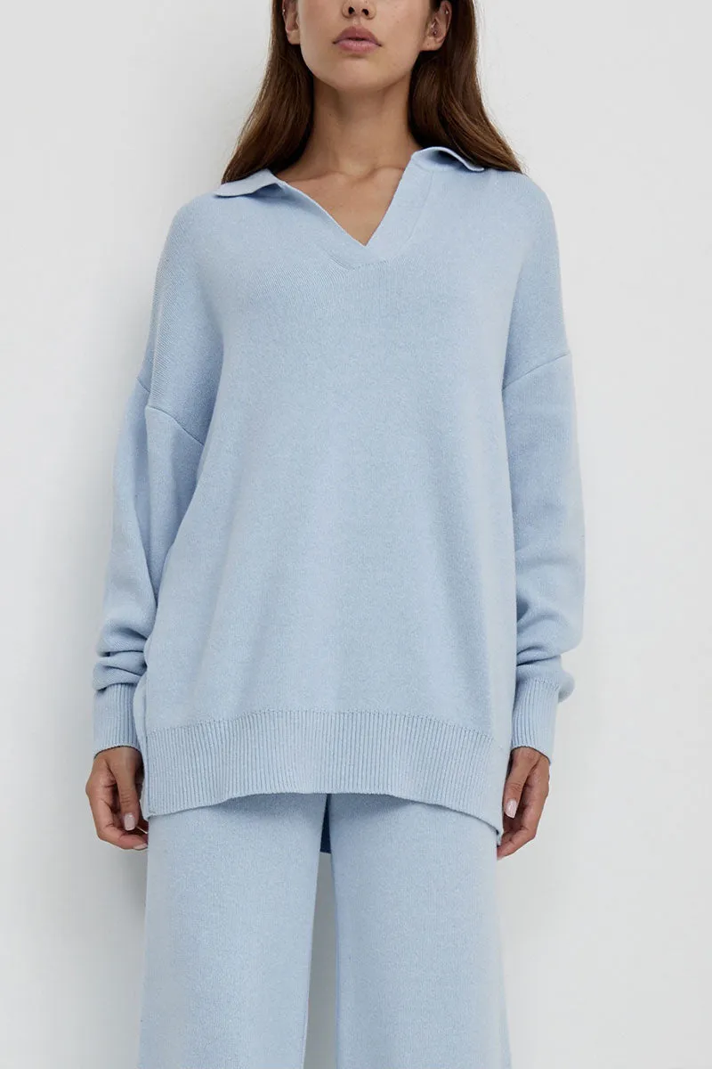 UJ627 Collar Sweatshirt Top and Pants Set