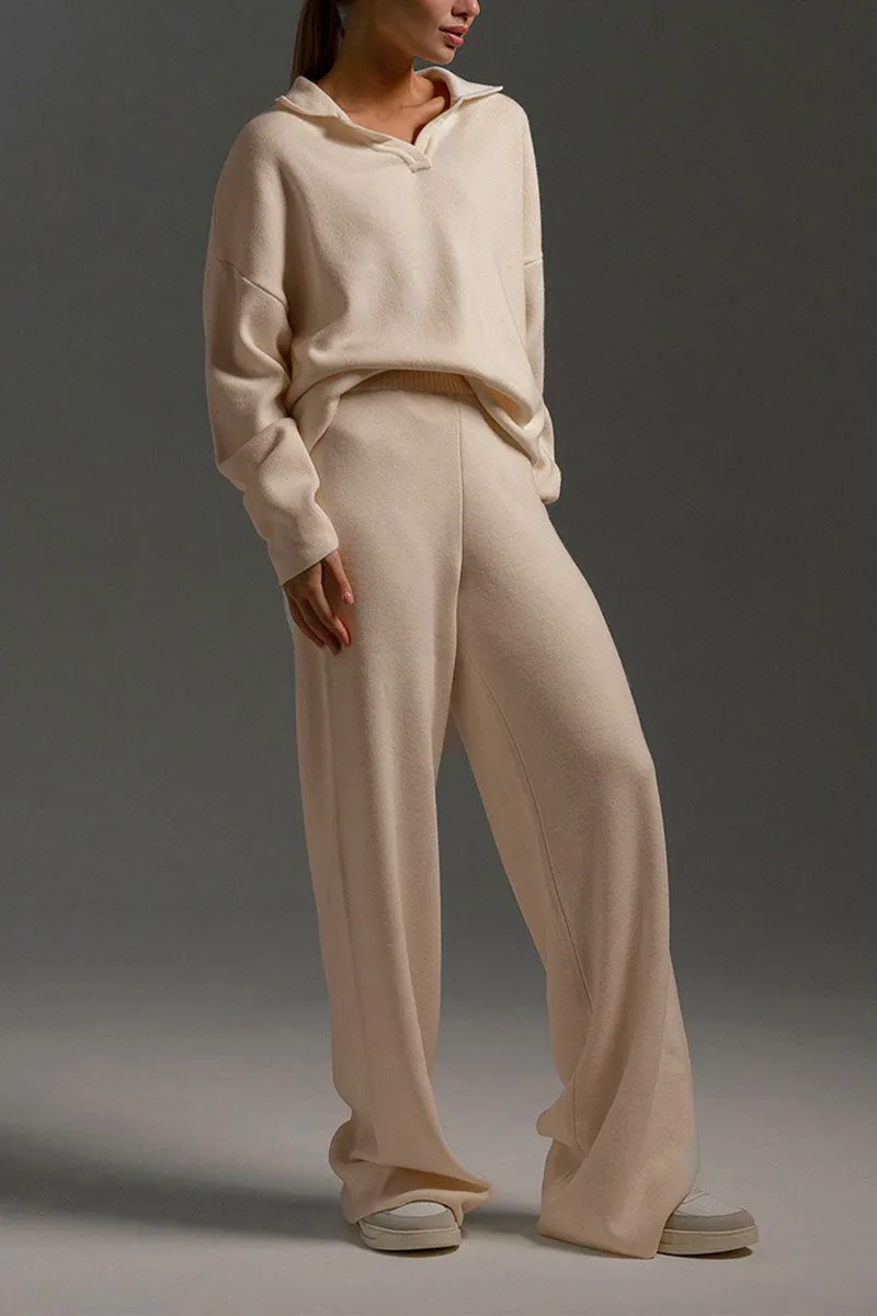 UJ627 Collar Sweatshirt Top and Pants Set