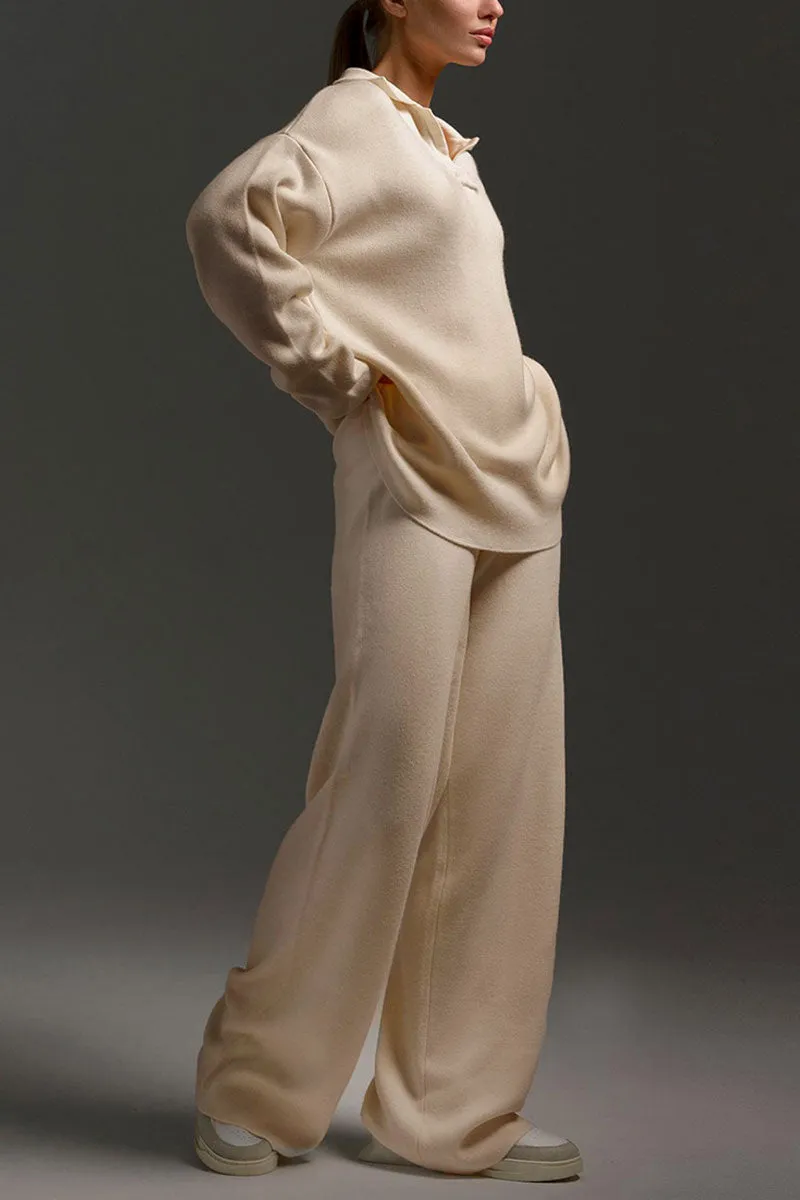 UJ627 Collar Sweatshirt Top and Pants Set
