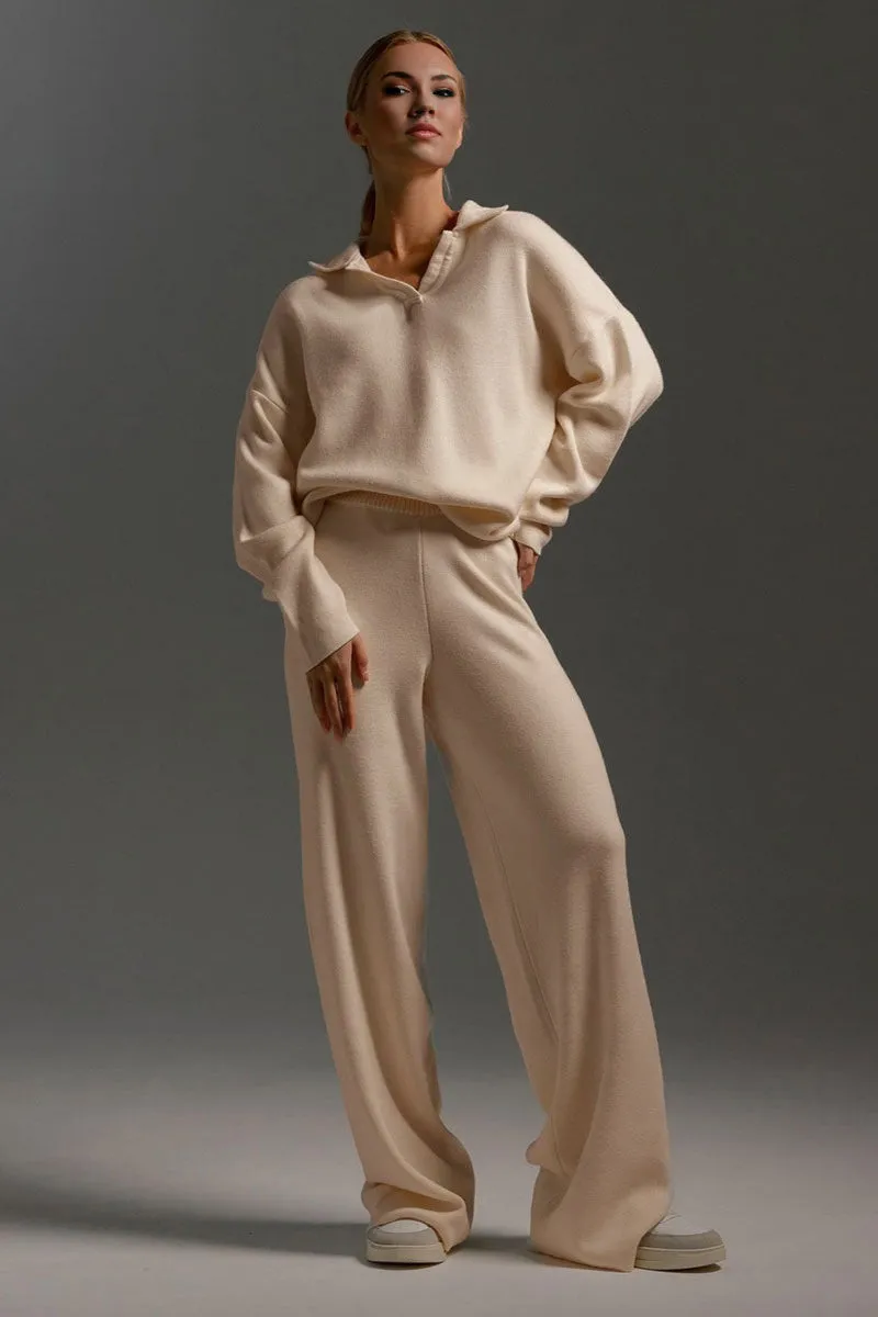 UJ627 Collar Sweatshirt Top and Pants Set