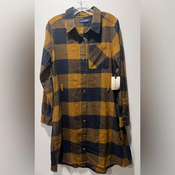 UNITED BY‎ BLUE Flannel Shirt Dress size Medium NWT