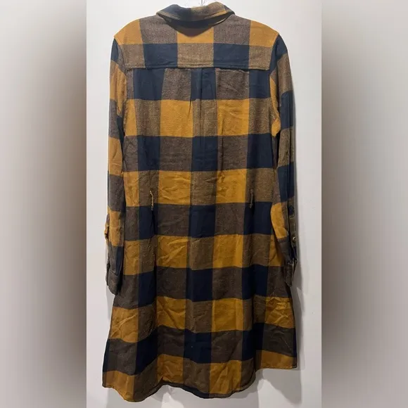 UNITED BY‎ BLUE Flannel Shirt Dress size Medium NWT