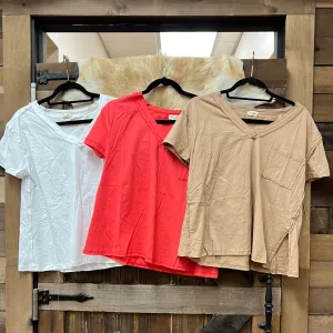 V Neck Pol Pocket Tee