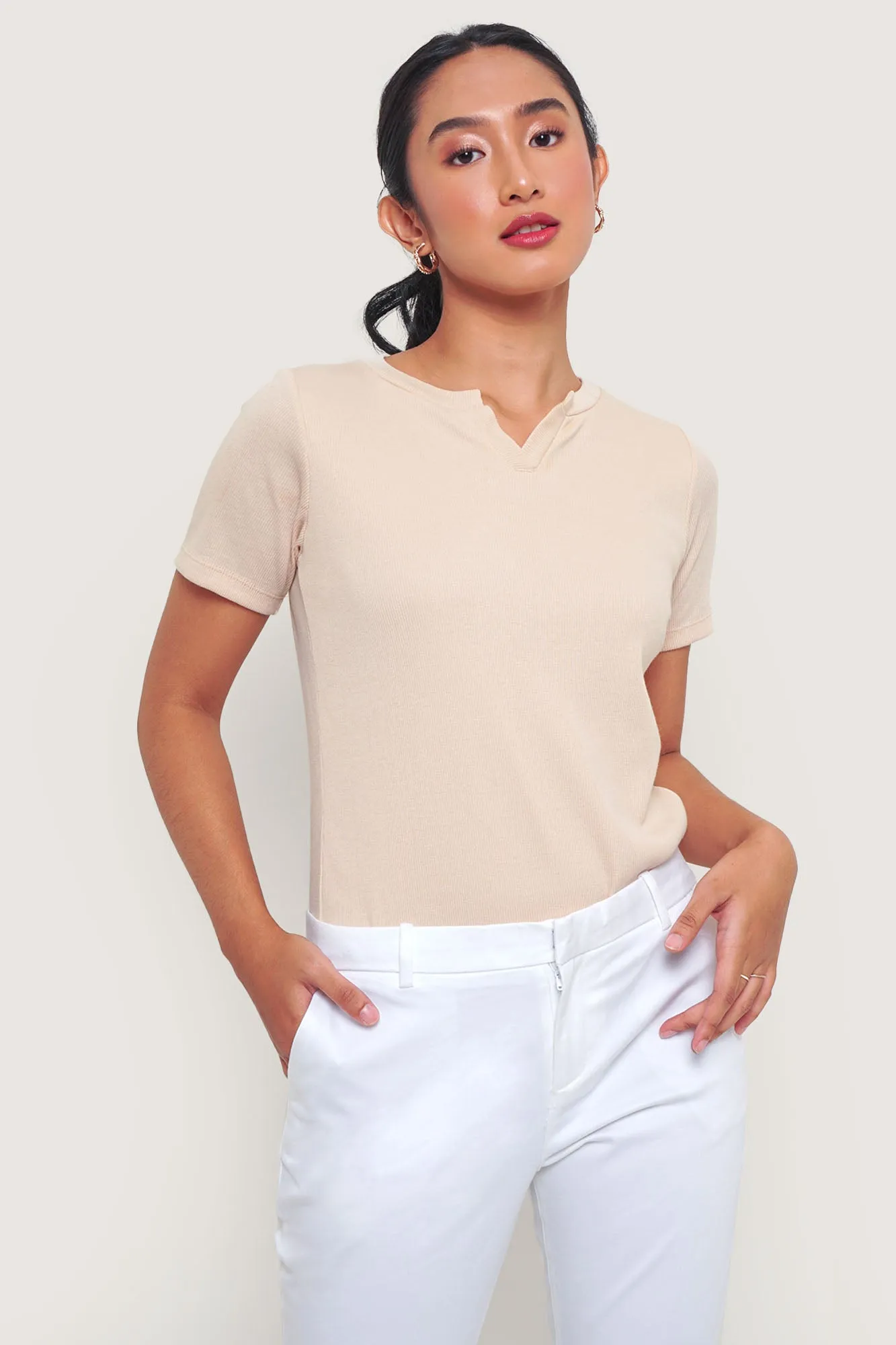 V-Neck Ribbed Tee