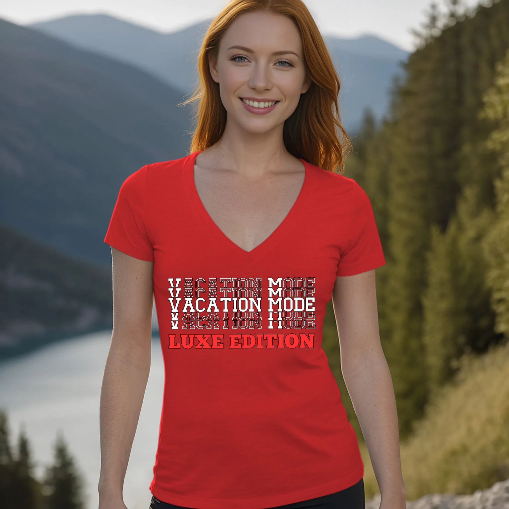Vacation Mode Shirt, Womens Travel V-neck Shirt, World Traveler Shirt, Vacation Tshirt, Adventure Shirt, Cruise Shirt Travel Gifts For Her