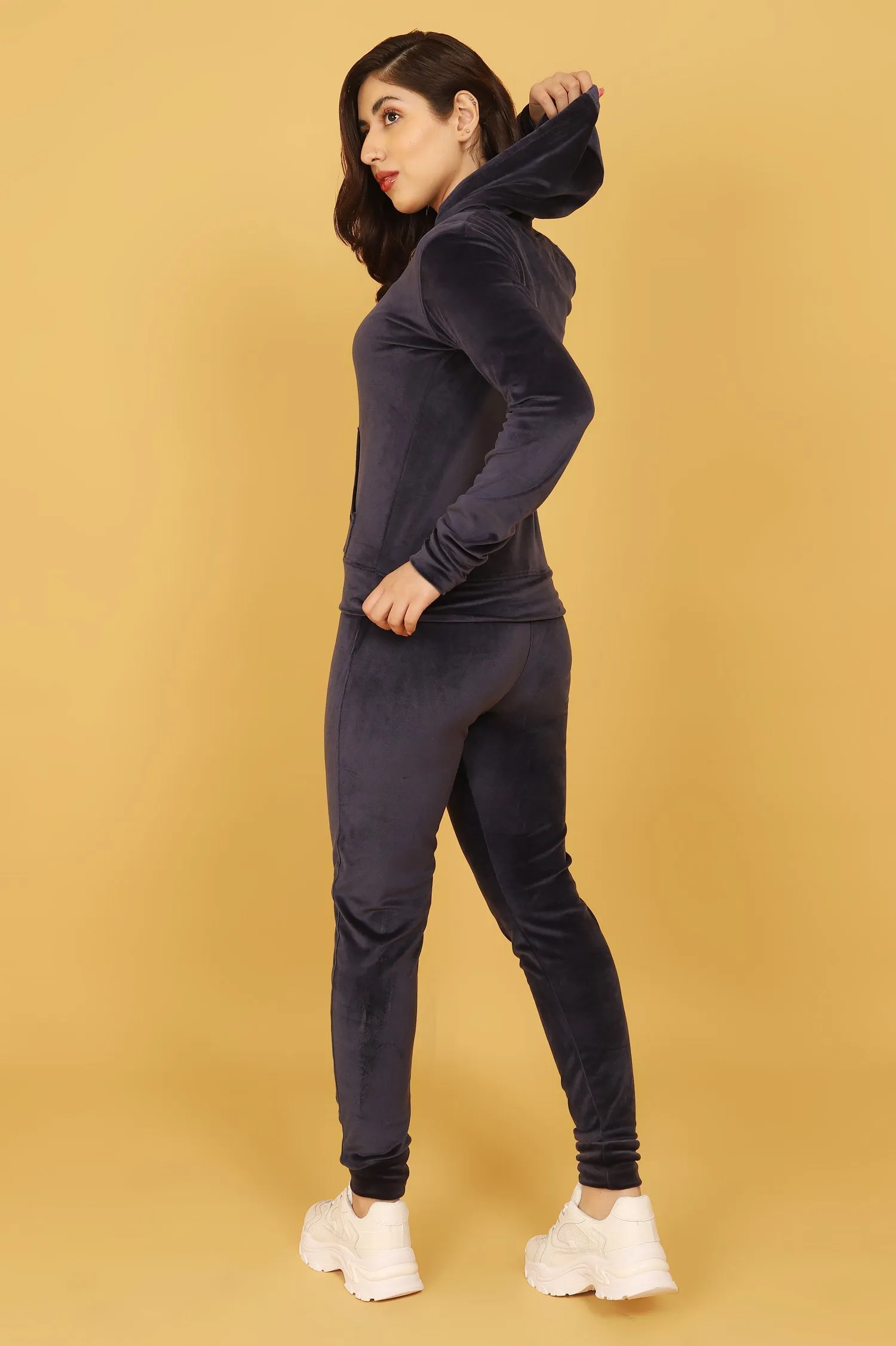VELVET LUXE HOODED SET-NAVY
