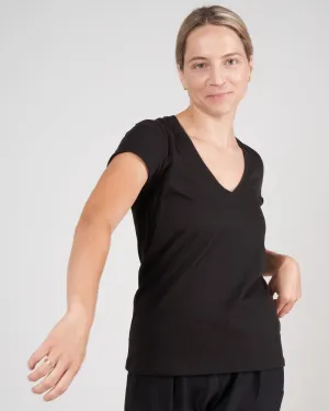 vintage jersey v neck tee - black