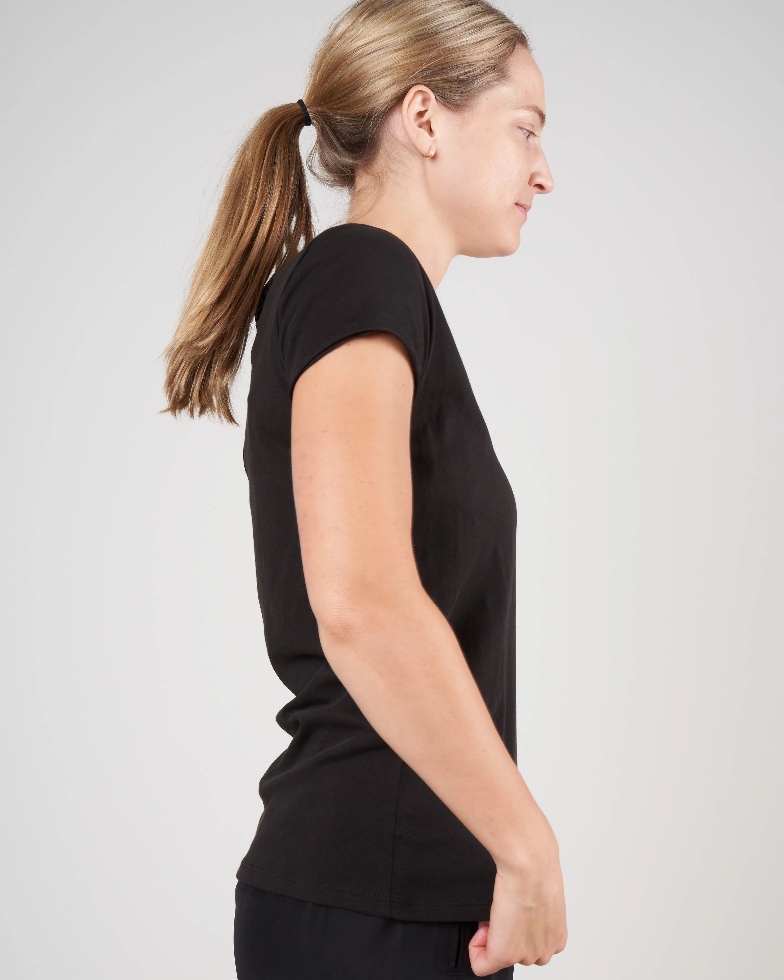 vintage jersey v neck tee - black