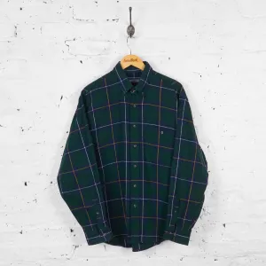Vintage Plaid Flannel Shirt - Green - L