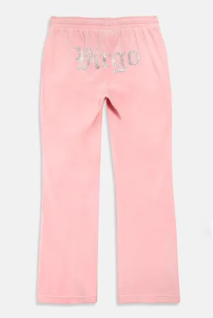 'VIRGO' JUICY PINK VELOUR DIAMANTÉ TRACKSUIT BOTTOM
