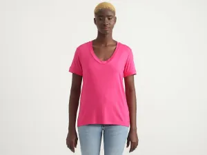Viscose Blend Solid V-Neck Women T-shirts