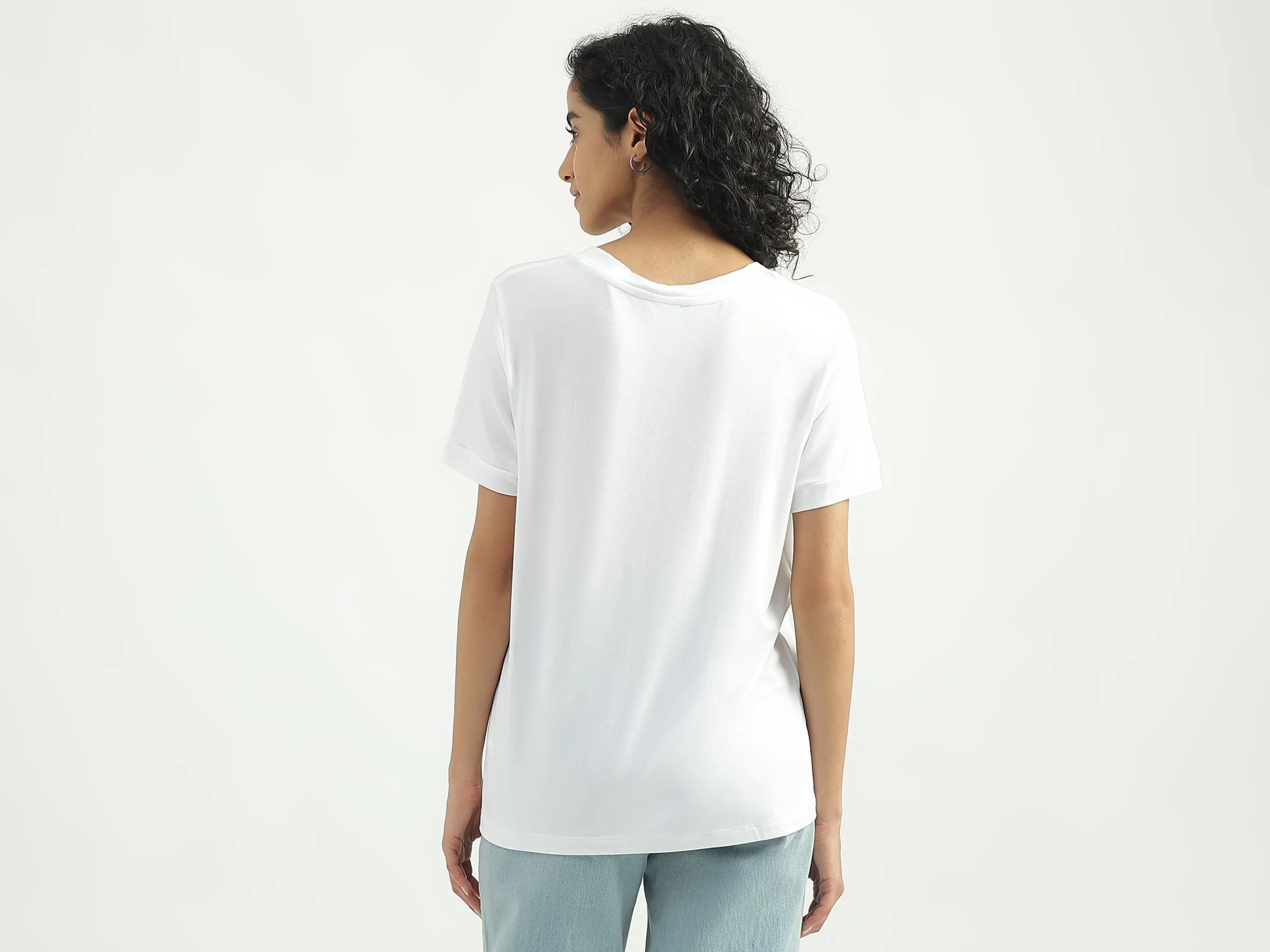Viscose Solid V-Neck Women T-shirts
