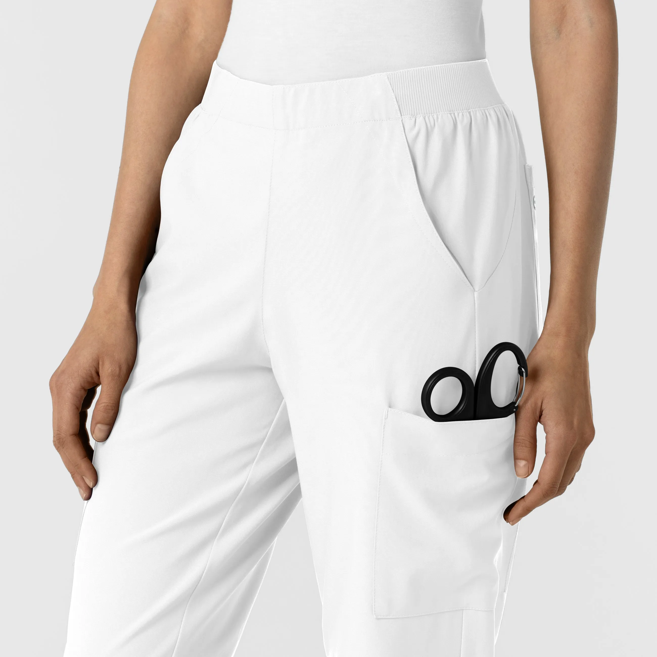 W123 5145 Cargo Utility Scrub Pants White
