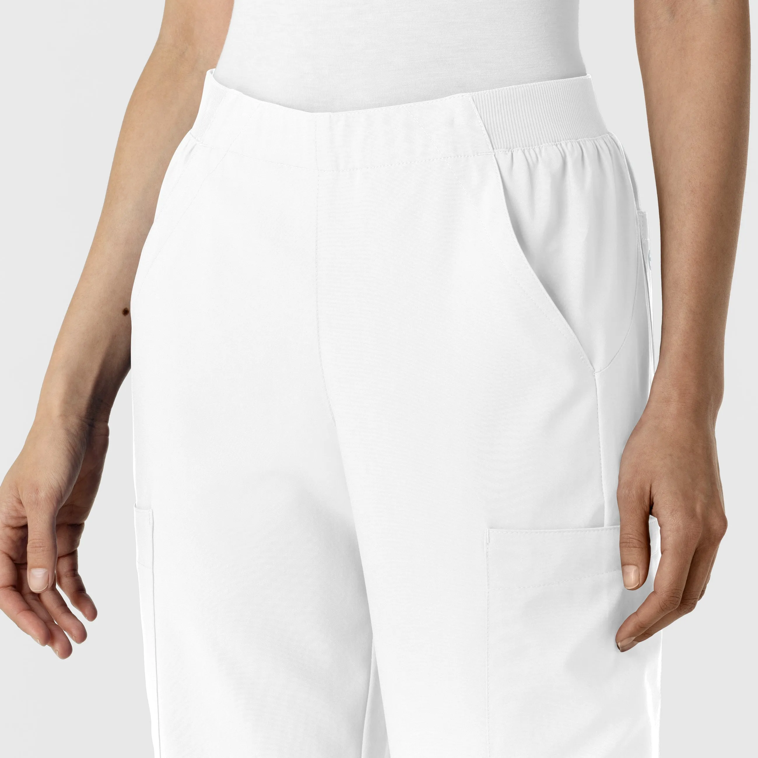 W123 5145 Cargo Utility Scrub Pants White