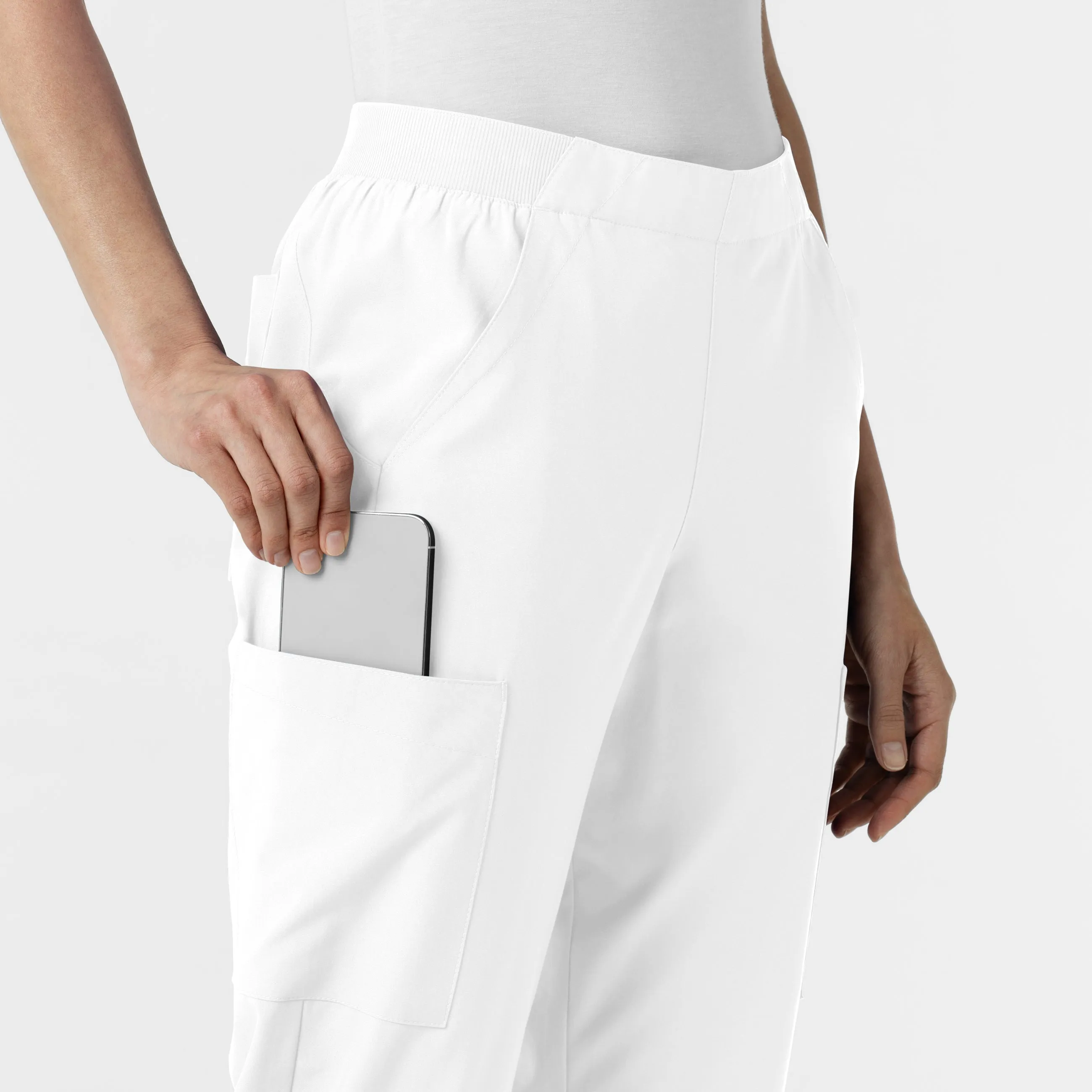W123 5145 Cargo Utility Scrub Pants White