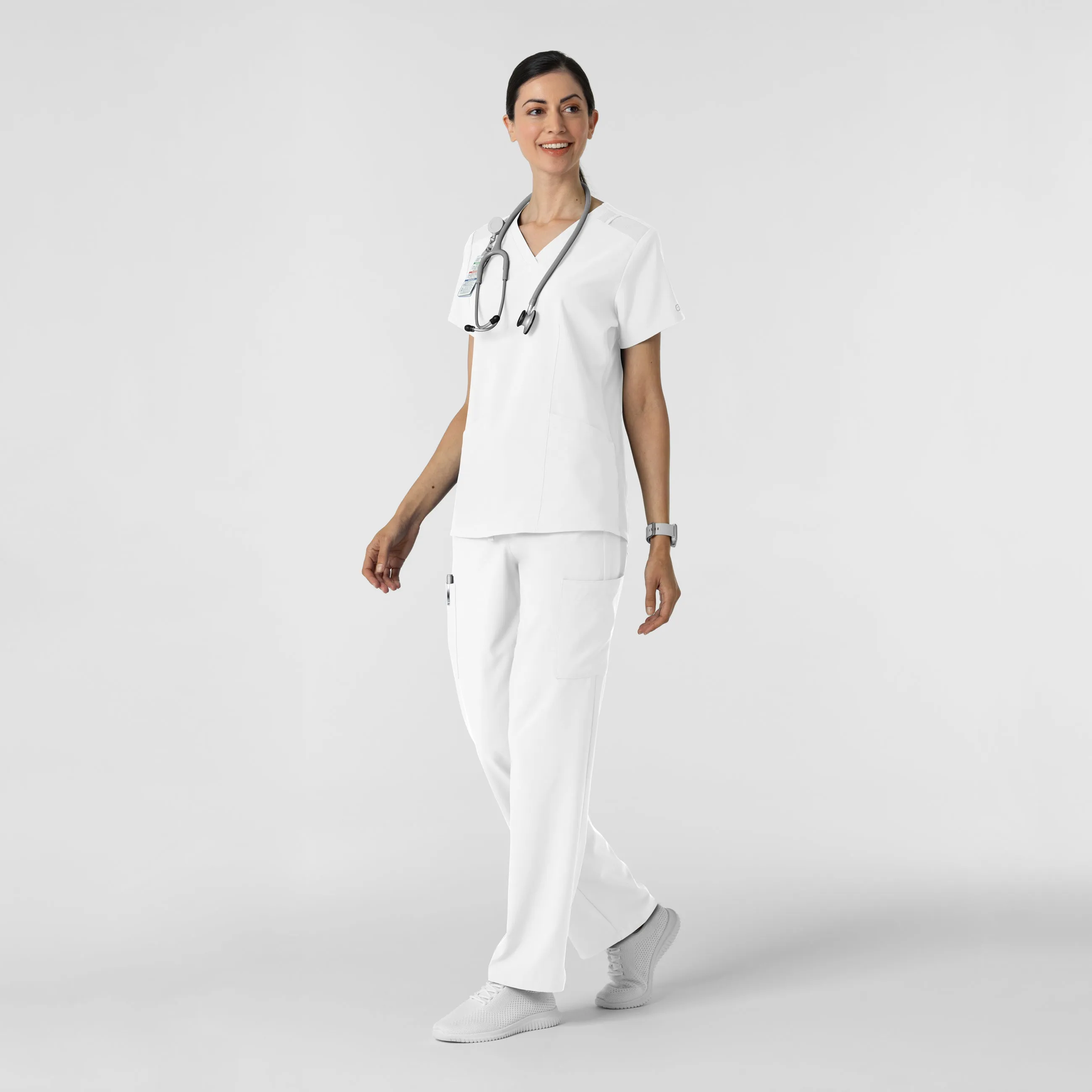 W123 5145 Cargo Utility Scrub Pants White