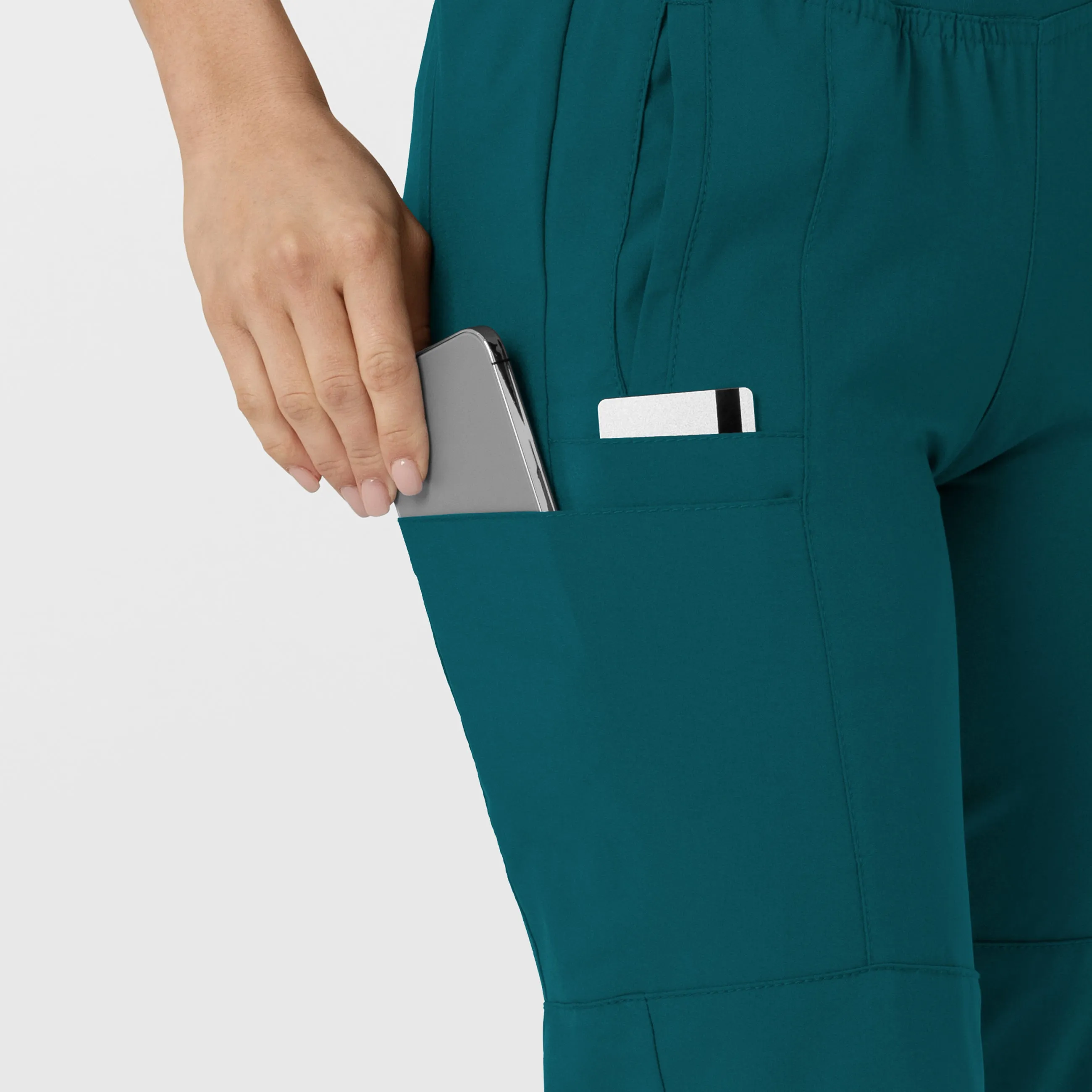 W123 5555 Comfort Waist Cargo Jogger Scrub Pants Caribbean Blue