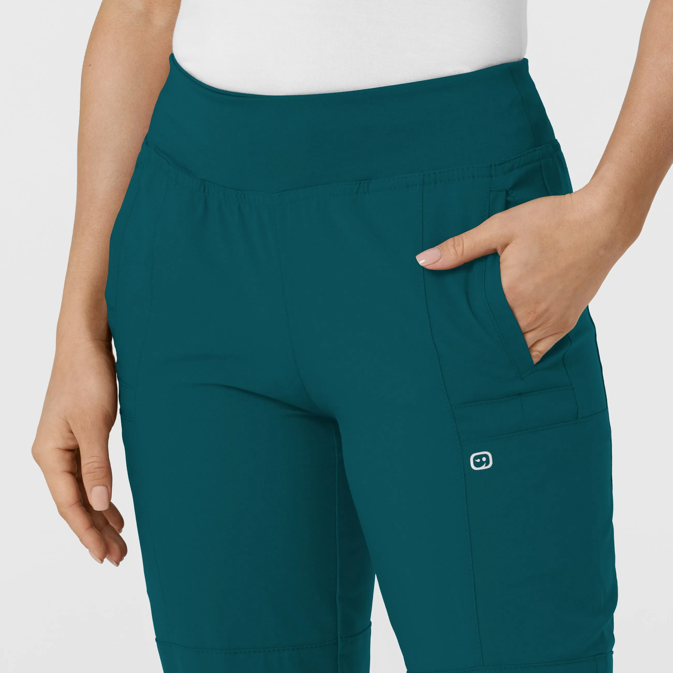 W123 5555 Comfort Waist Cargo Jogger Scrub Pants Caribbean Blue