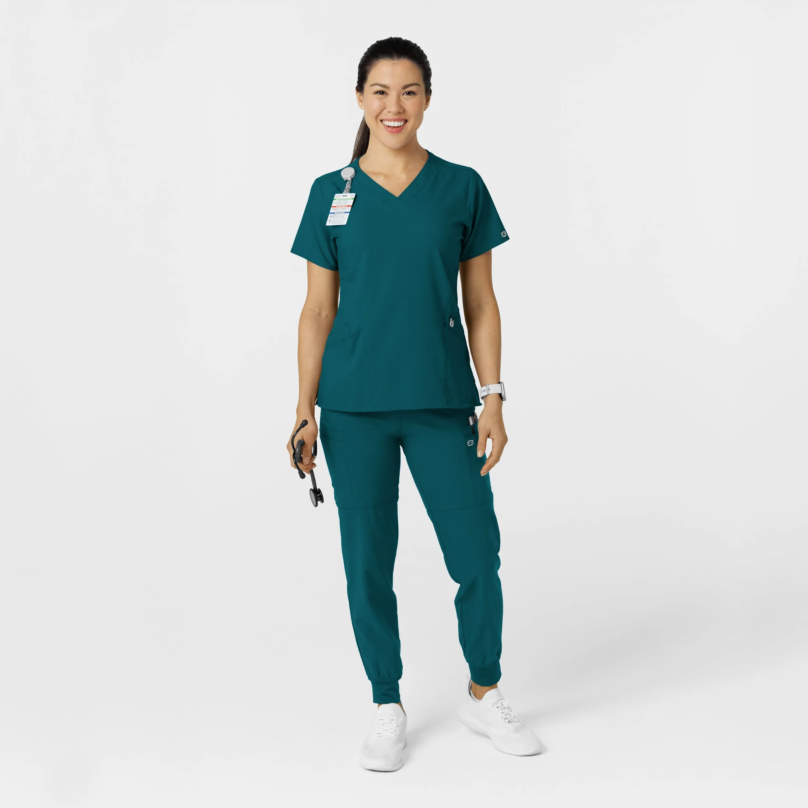 W123 5555 Comfort Waist Cargo Jogger Scrub Pants Caribbean Blue