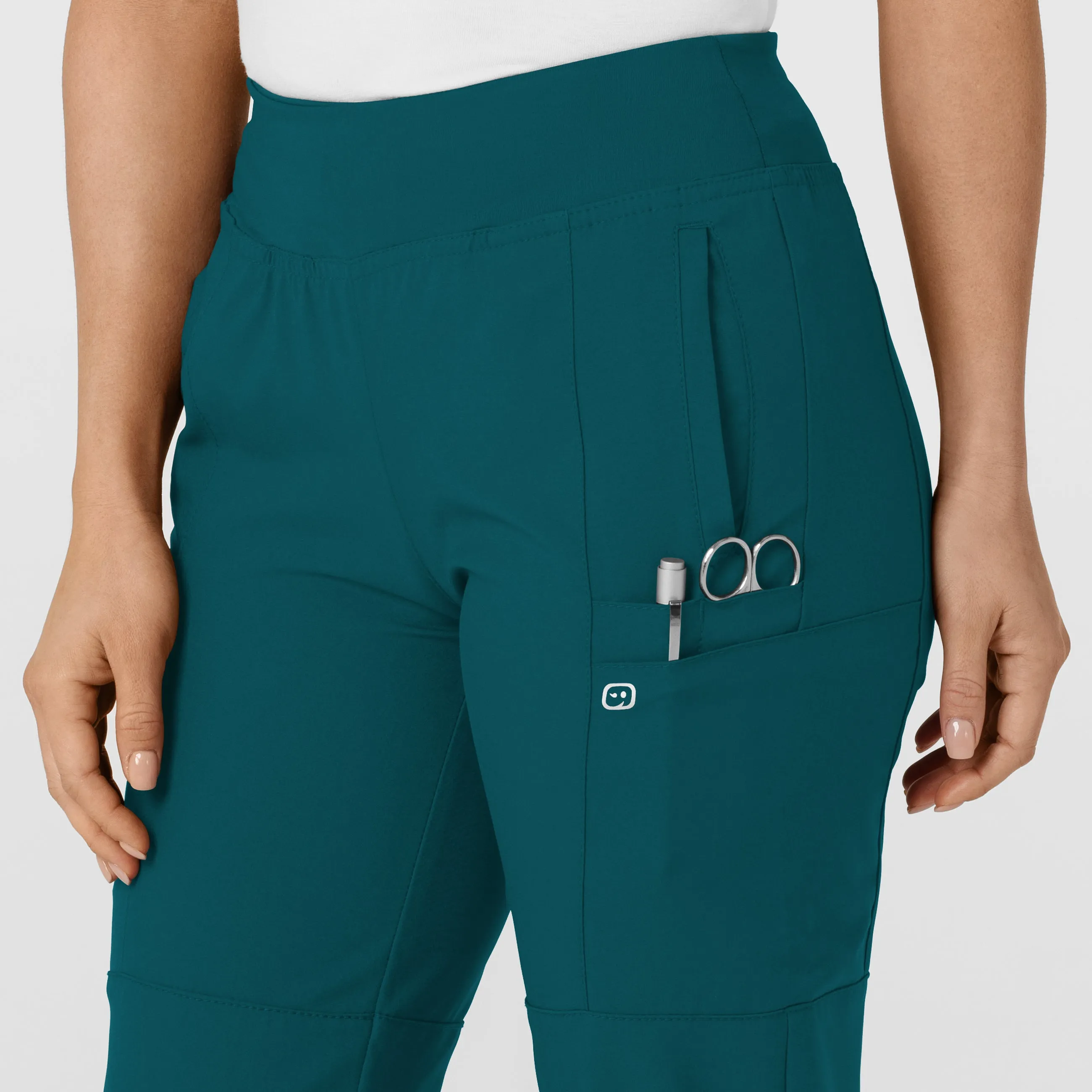 W123 5555 Comfort Waist Cargo Jogger Scrub Pants Caribbean Blue