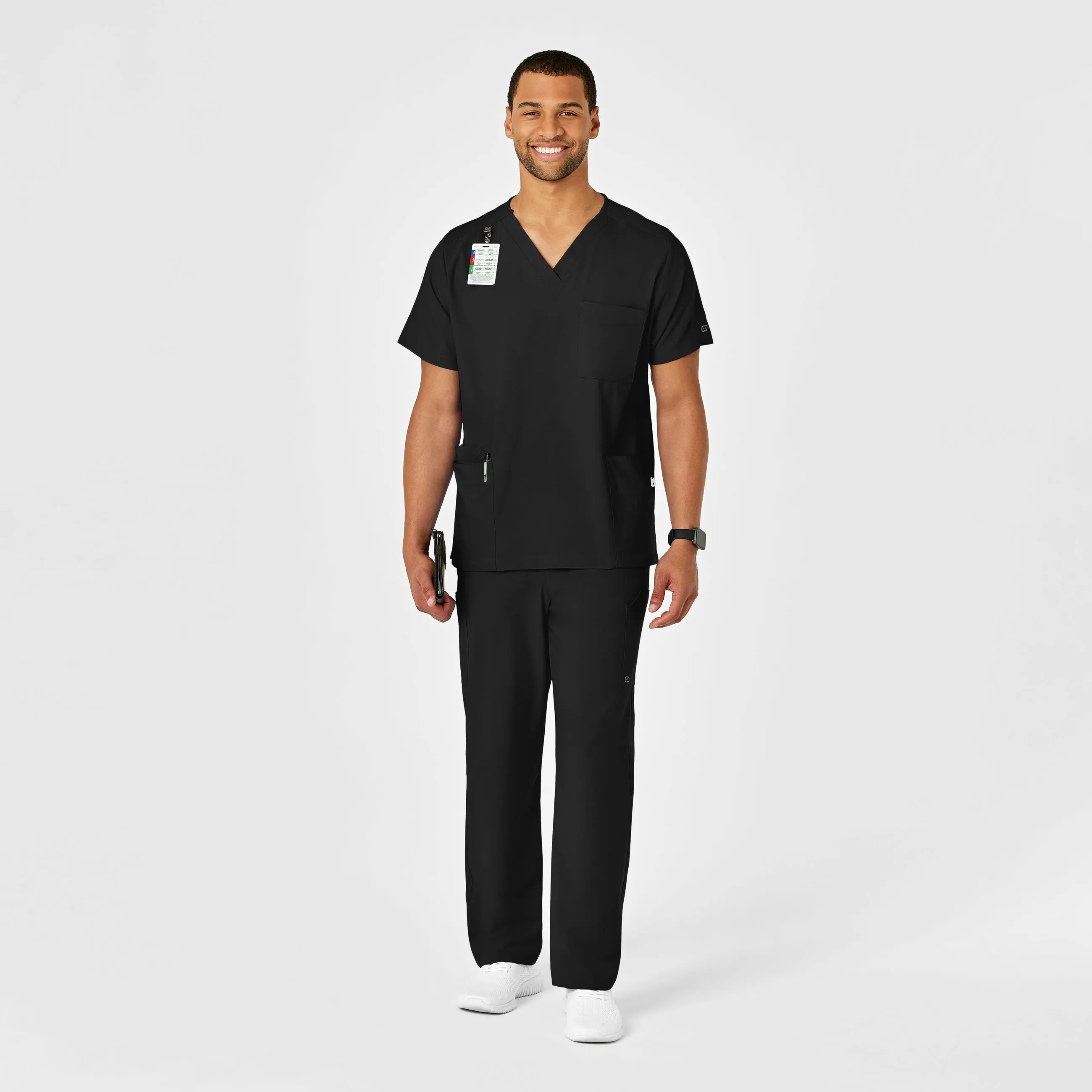 W123 5855 Unisex Multi-Cargo Scrub Pants Black