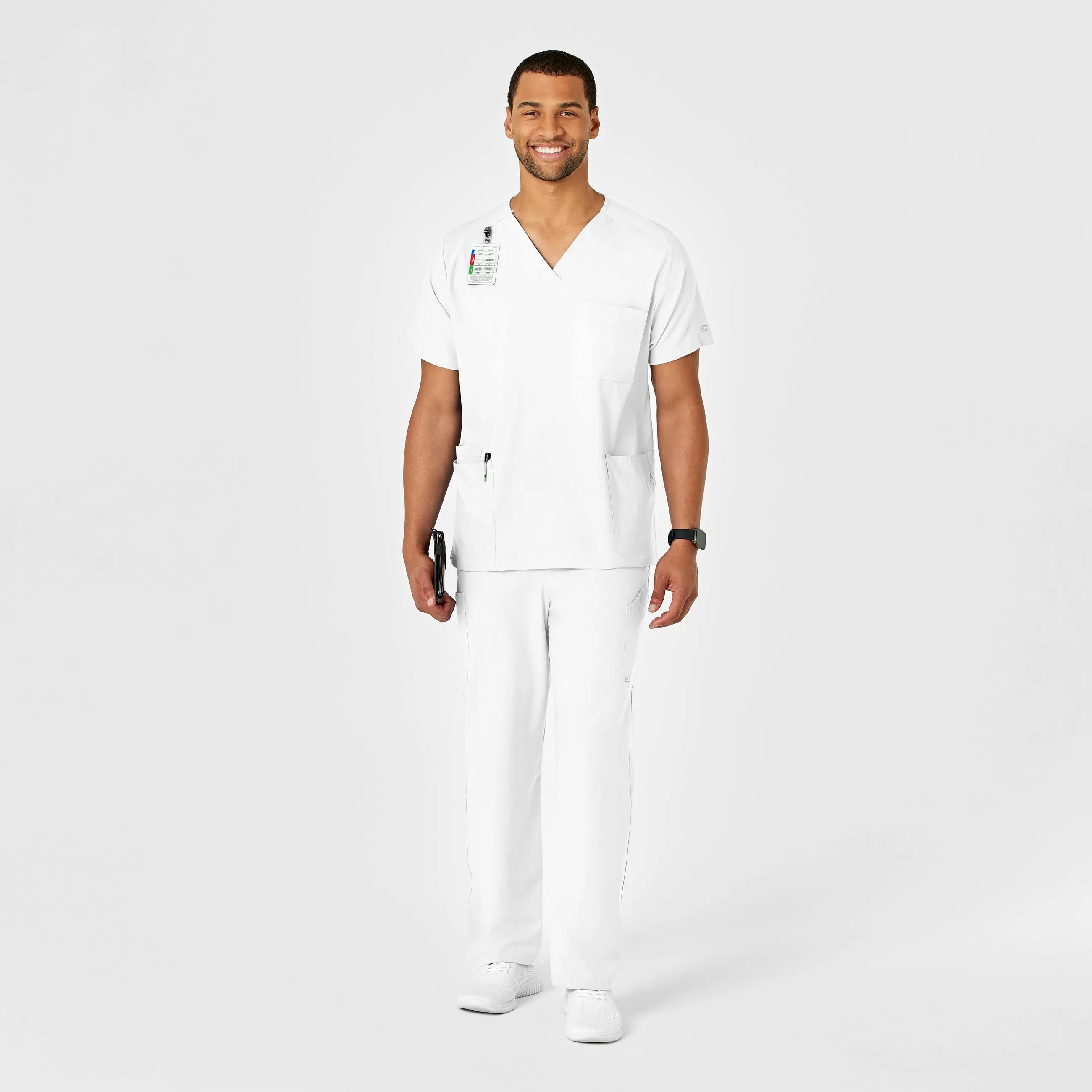 W123 5855 Unisex Multi-Cargo Scrub Pants White
