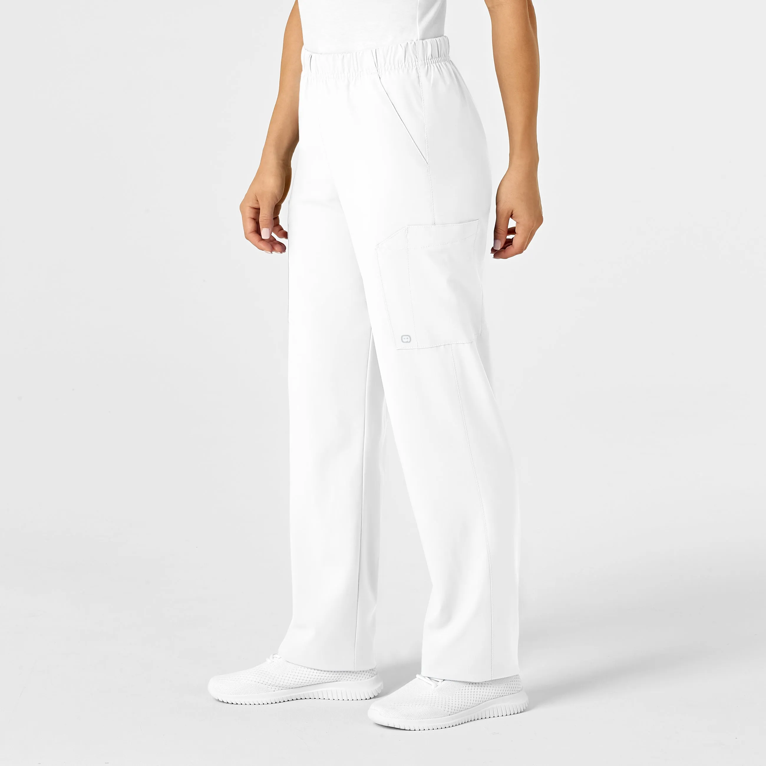W123 5855 Unisex Multi-Cargo Scrub Pants White