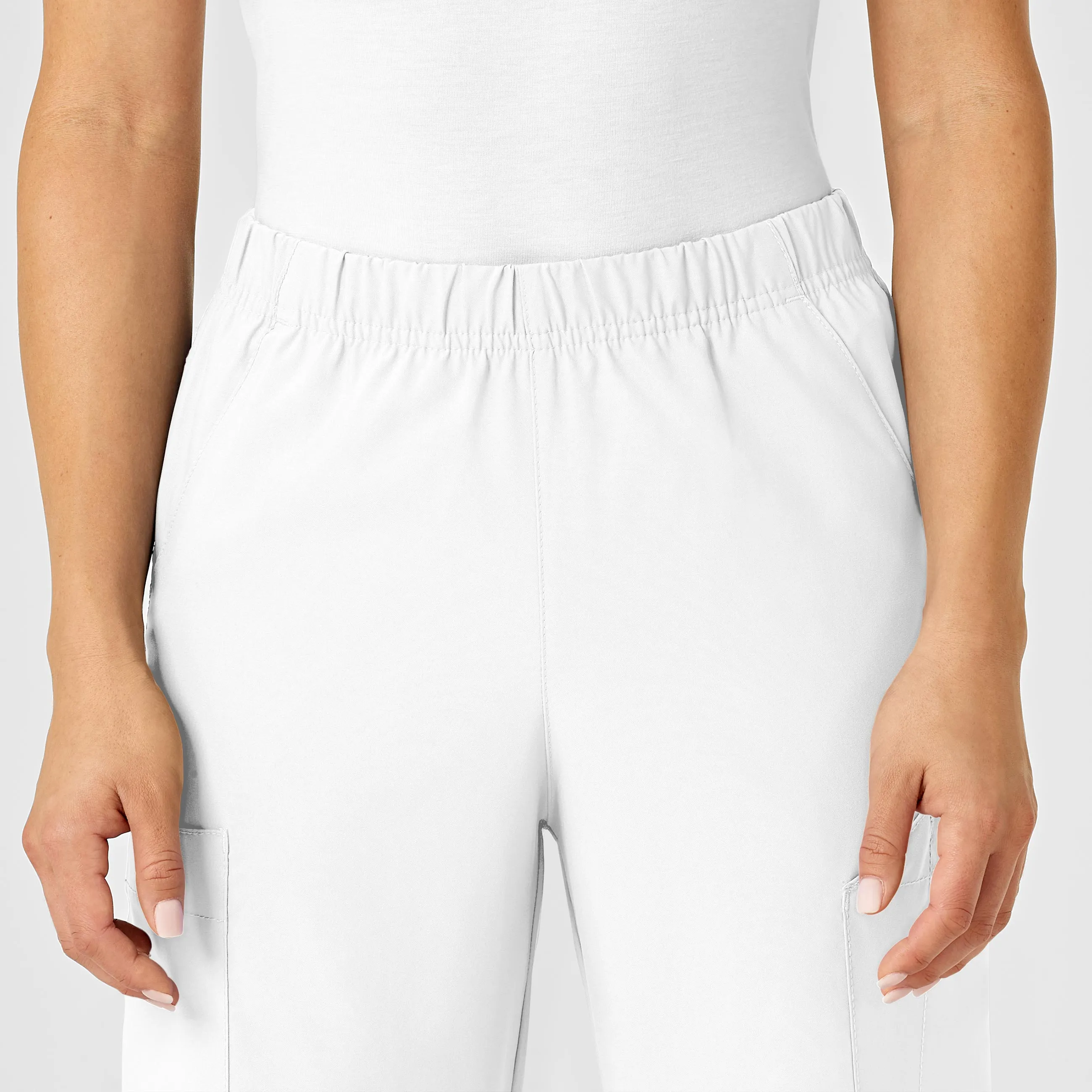 W123 5855 Unisex Multi-Cargo Scrub Pants White