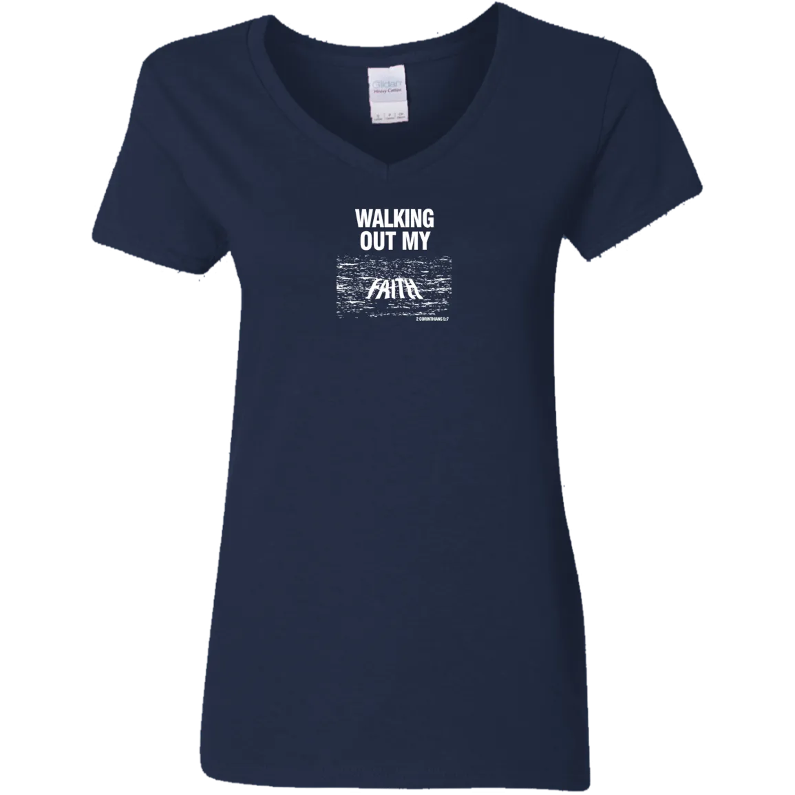 Walking Out My Faith Women V Neck Tee Shirt