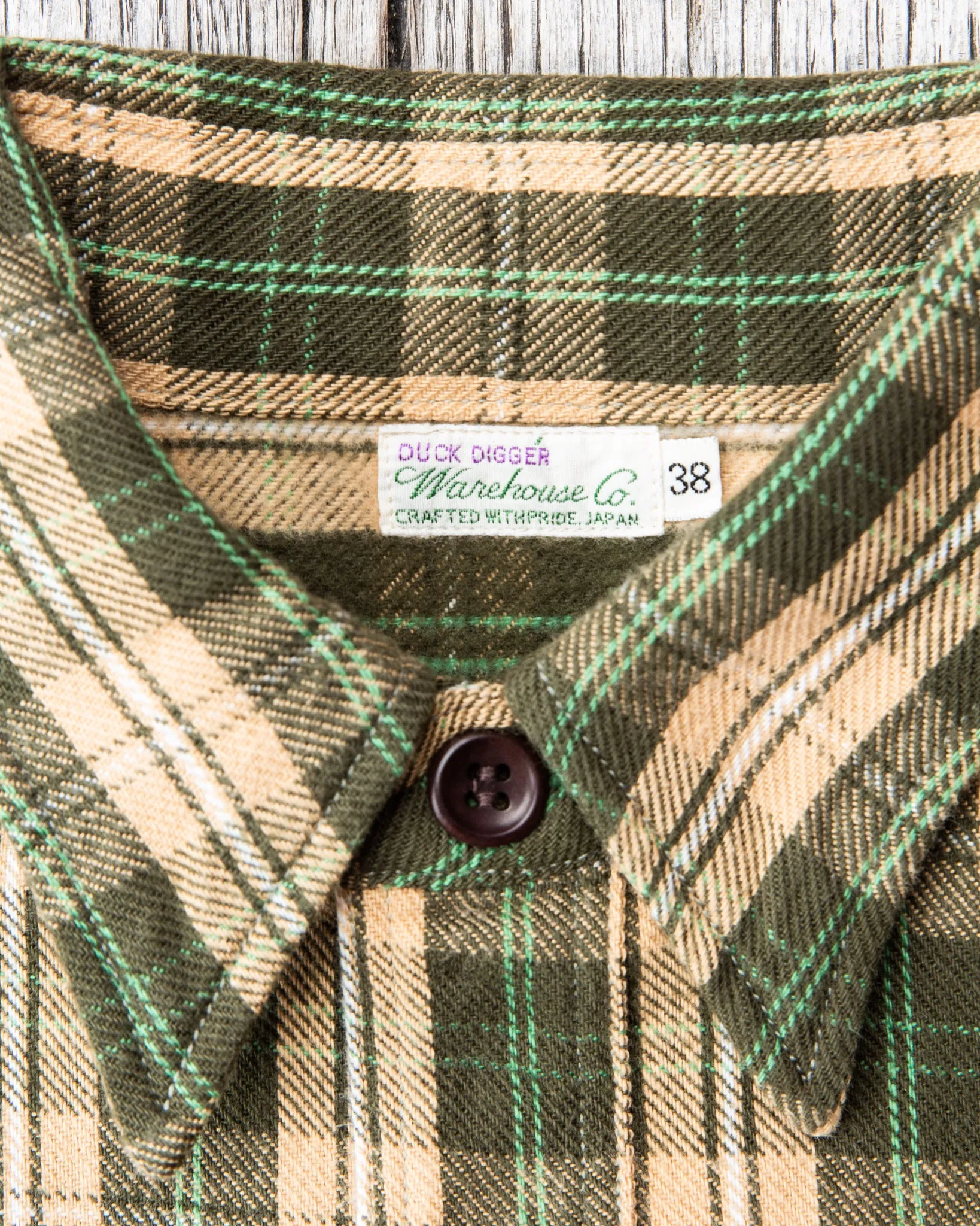 Warehouse & Co Lot 3022 Heavy Flannel Shirt Green Beige