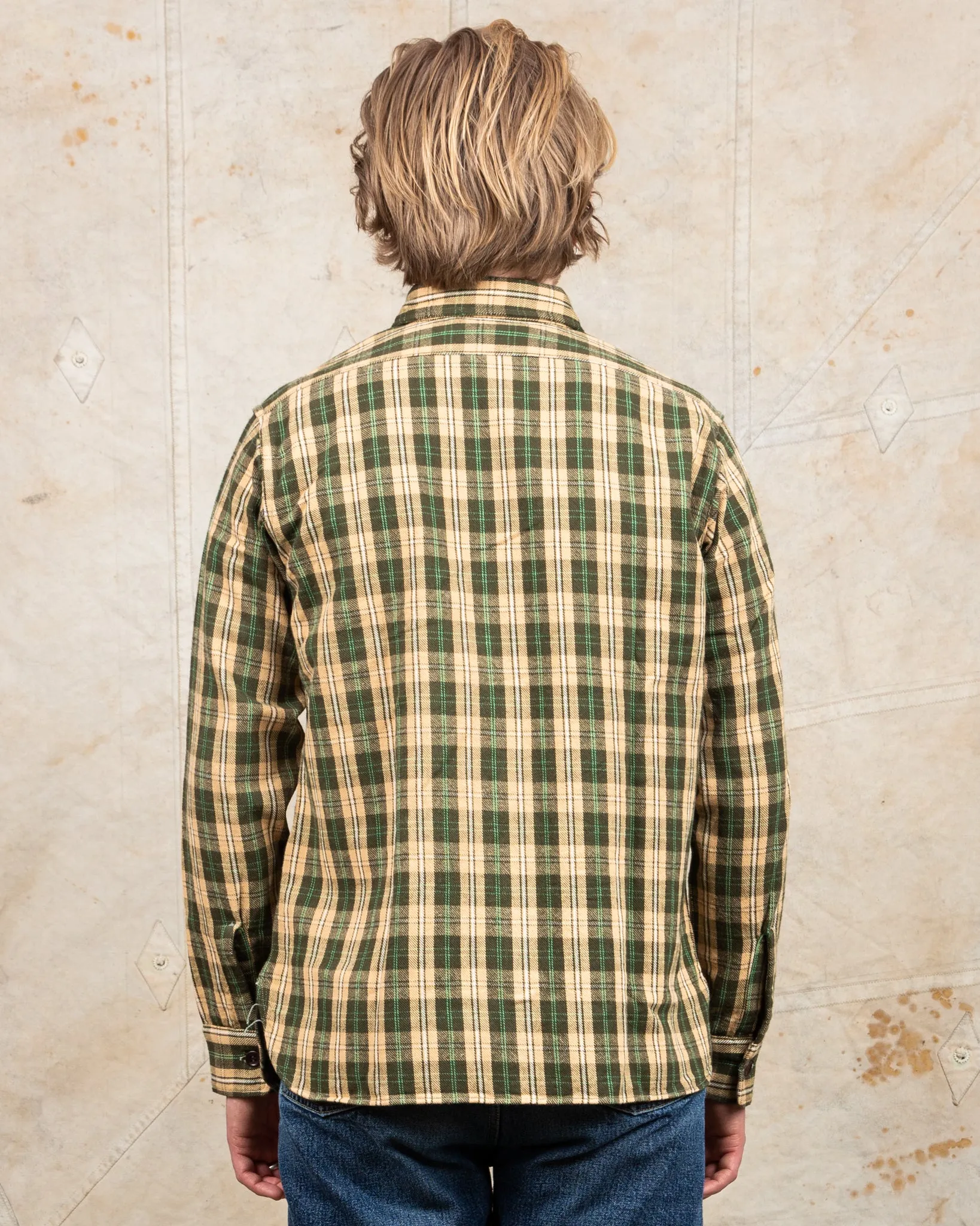 Warehouse & Co Lot 3022 Heavy Flannel Shirt Green Beige