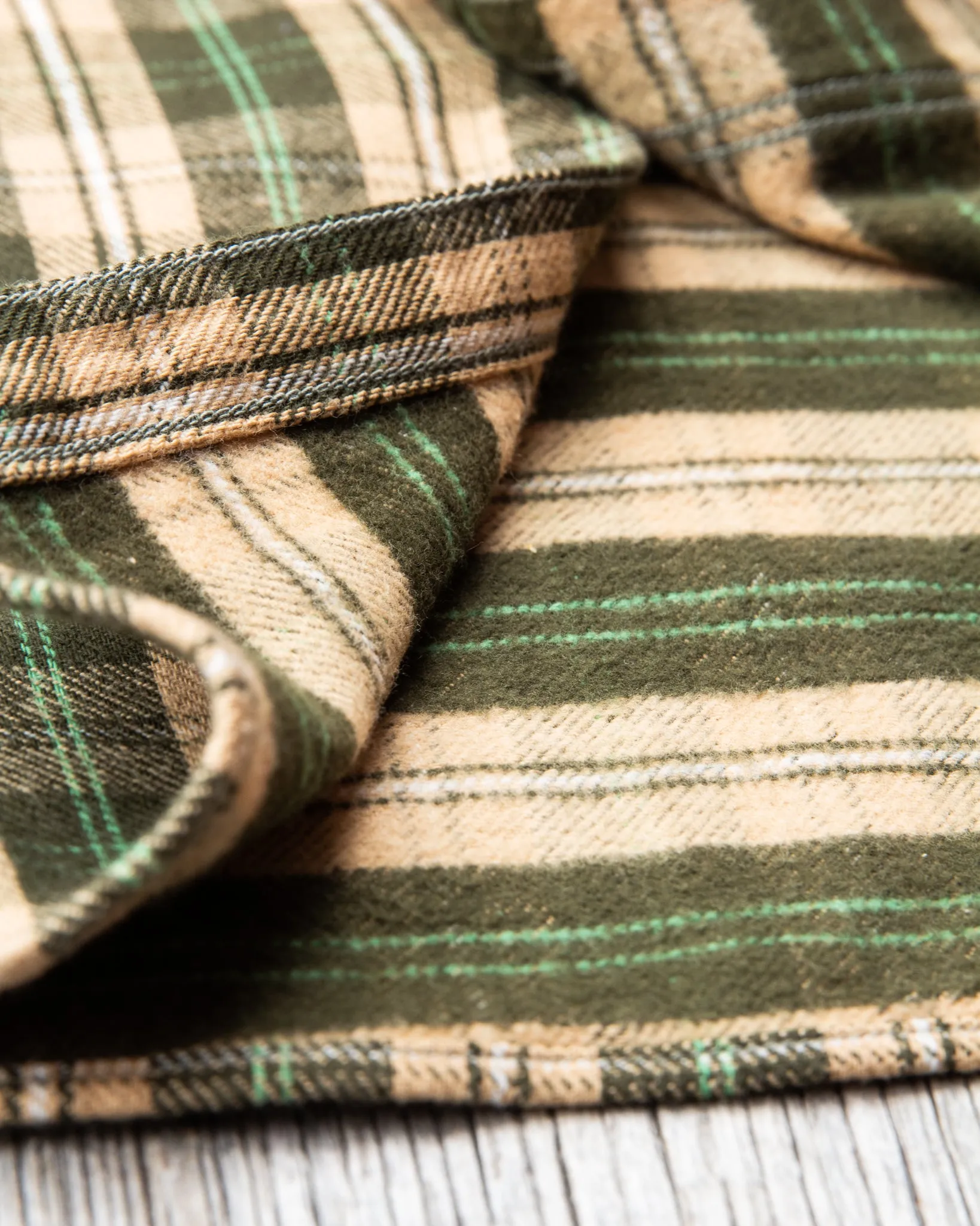 Warehouse & Co Lot 3022 Heavy Flannel Shirt Green Beige