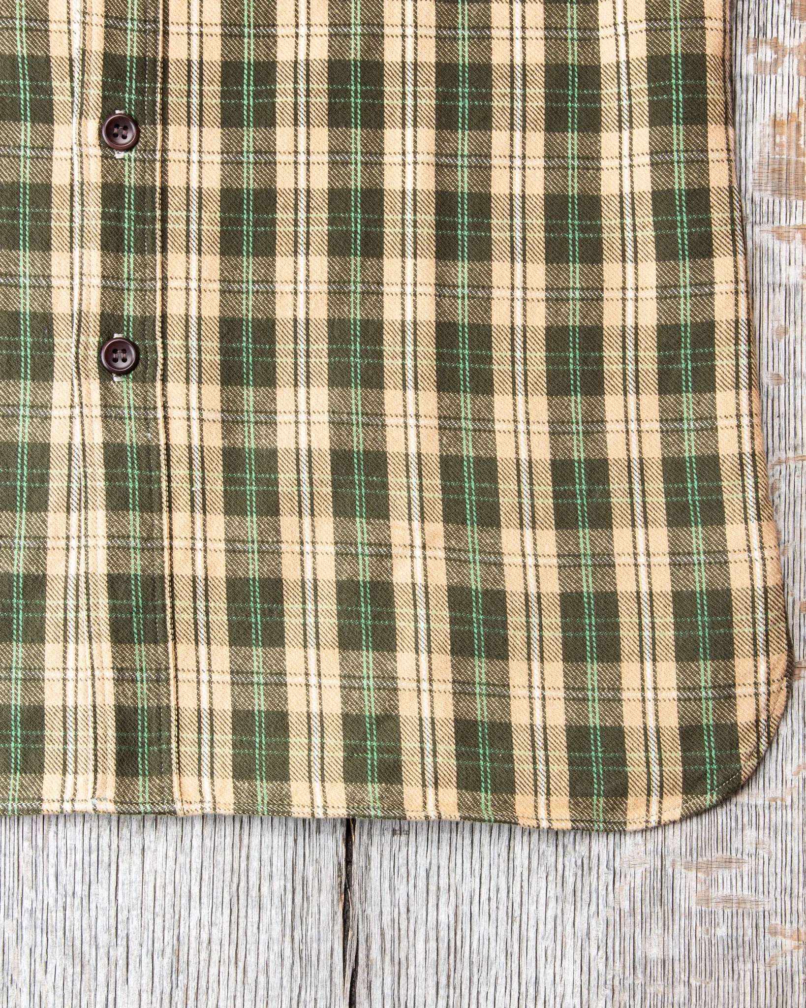 Warehouse & Co Lot 3022 Heavy Flannel Shirt Green Beige