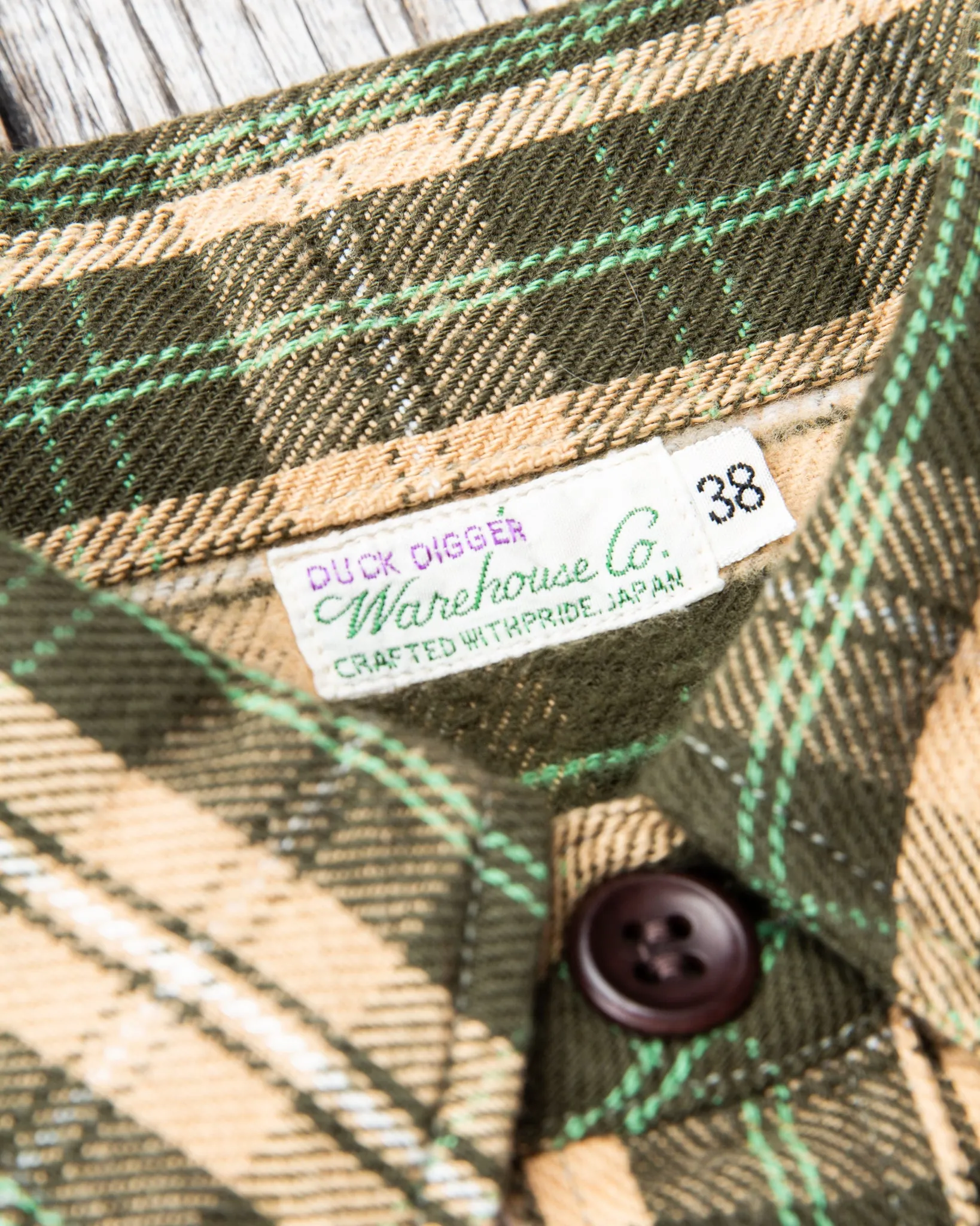 Warehouse & Co Lot 3022 Heavy Flannel Shirt Green Beige