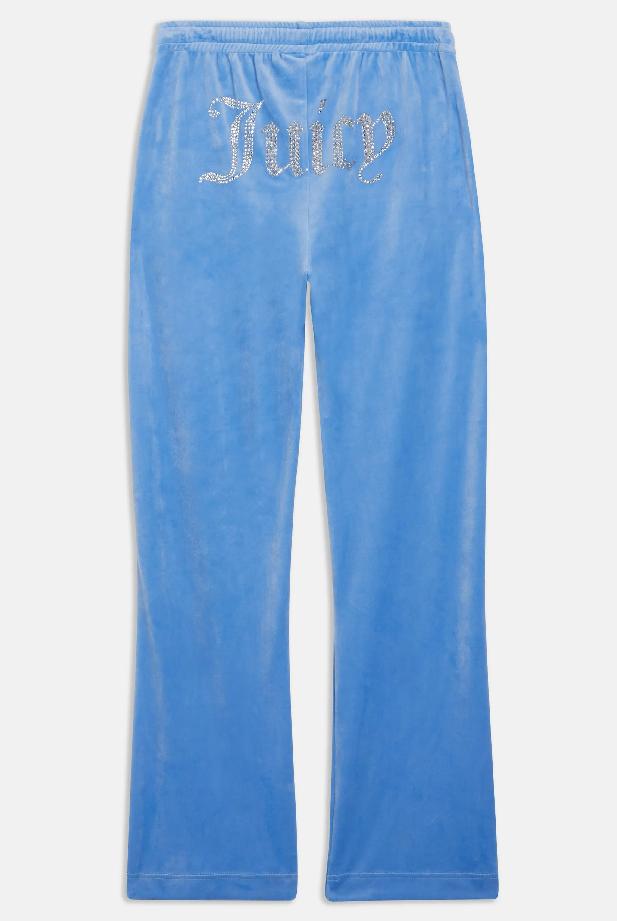 WASHED BLUE DENIM VELOUR DIAMANTE TRACKSUIT BOTTOM