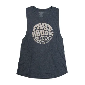 Waxed Womens Muscle Tank - Antique Denim