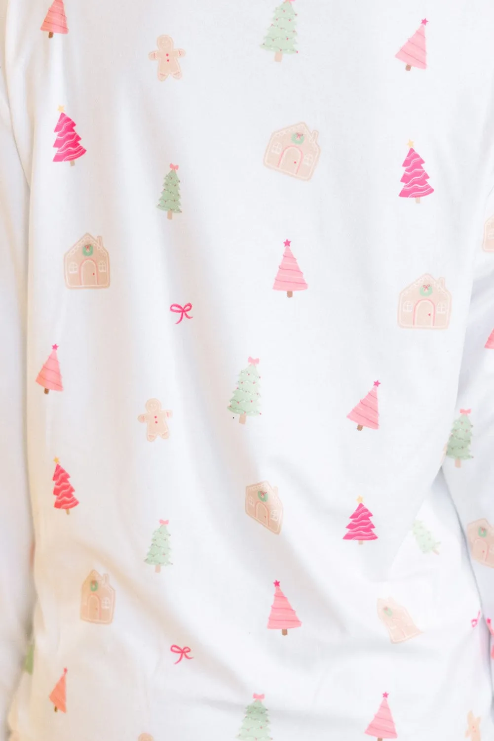 White Christmas Print Short Sleeve Shirt and Shorts Pajama Set