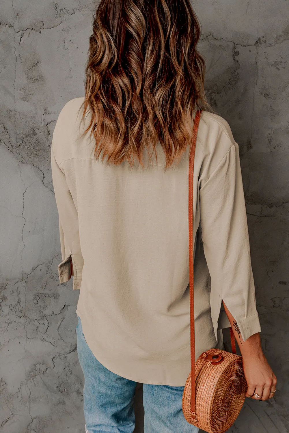 White/Black/Green/Apricot Collared 3/4 Sleeve Shirt