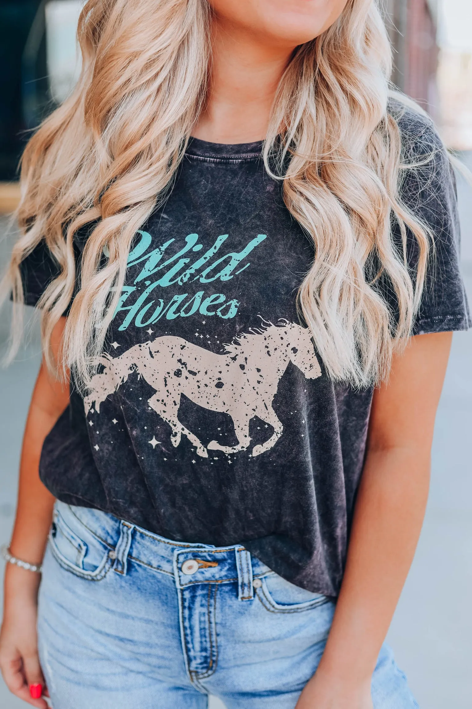 Wild Horses Graphic Tee - Charcoal