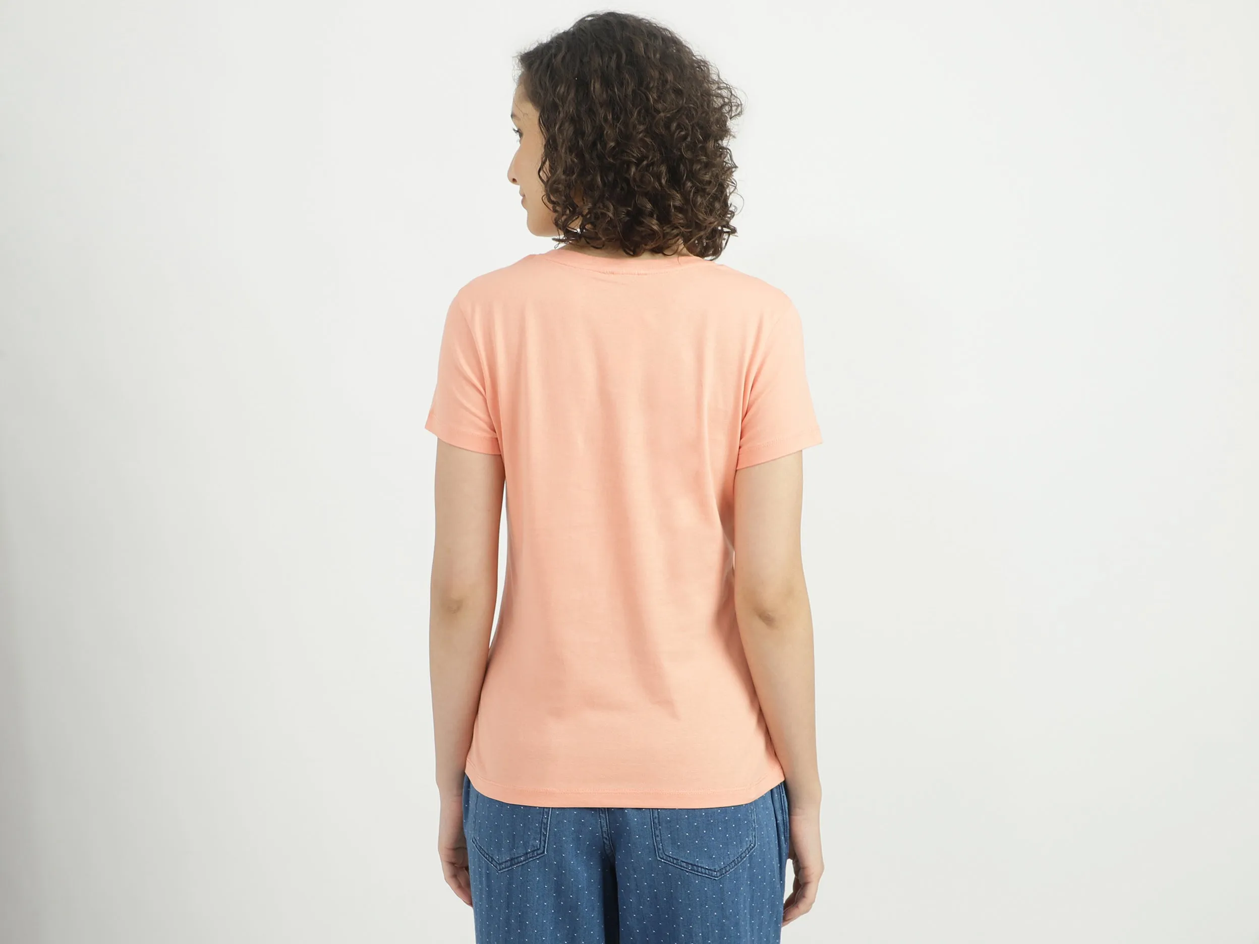 Women Solid V-Neck T-shirt