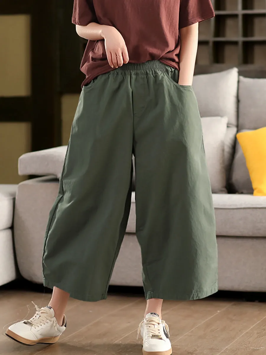 Women Summer Pure Color 100%Cotton Harem Pants