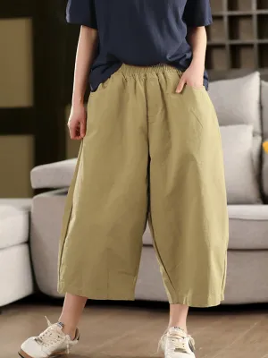 Women Summer Pure Color 100%Cotton Harem Pants