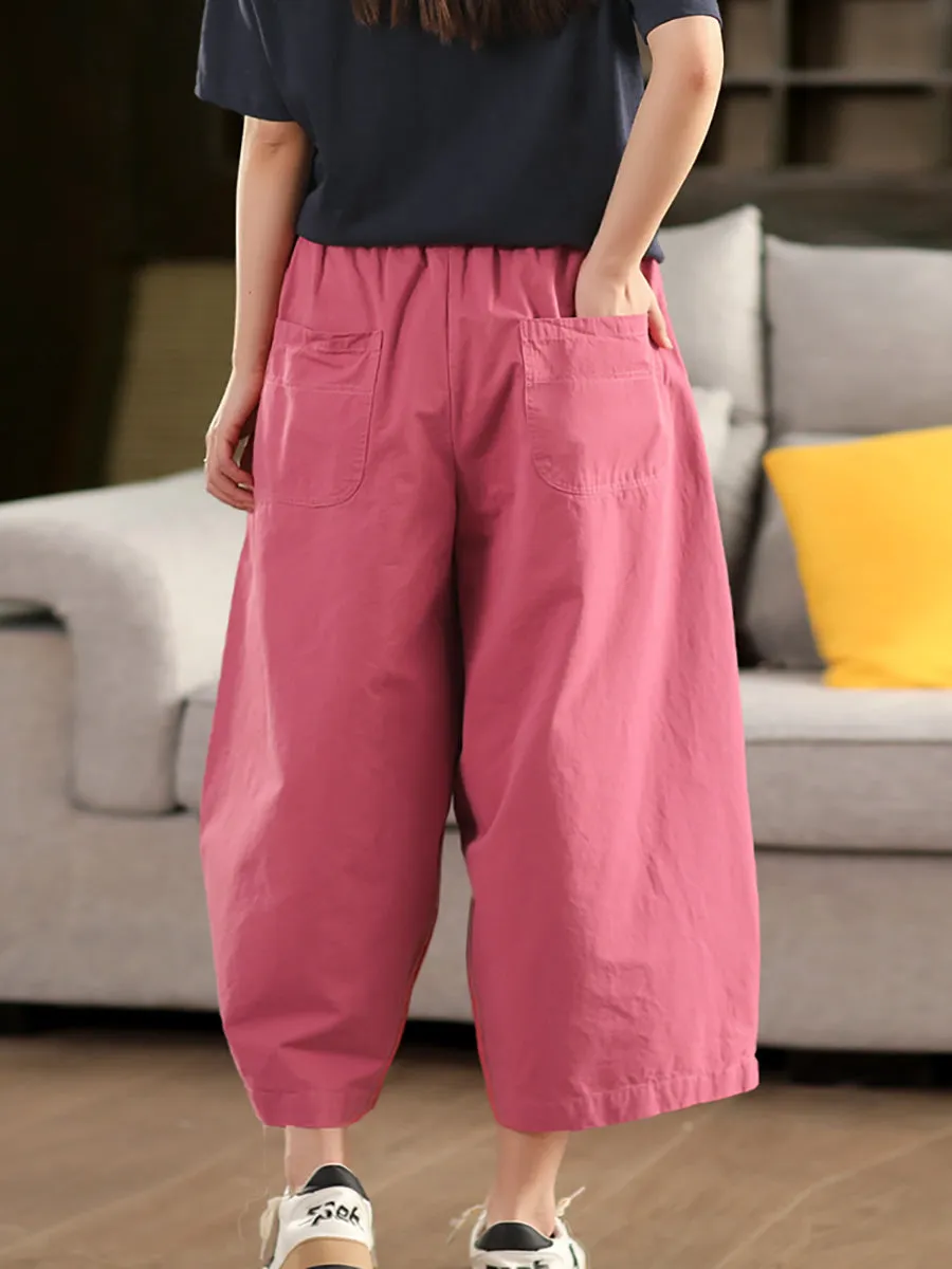 Women Summer Pure Color 100%Cotton Harem Pants
