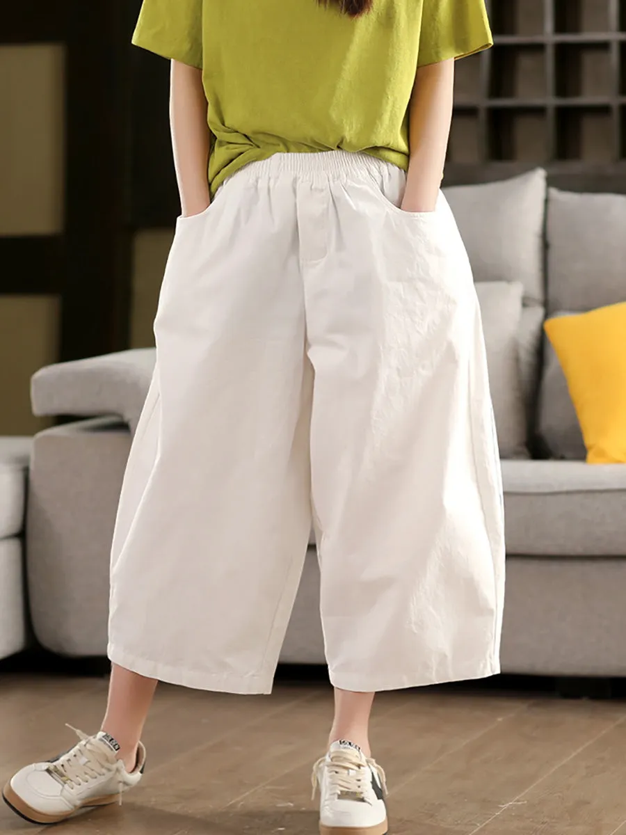 Women Summer Pure Color 100%Cotton Harem Pants