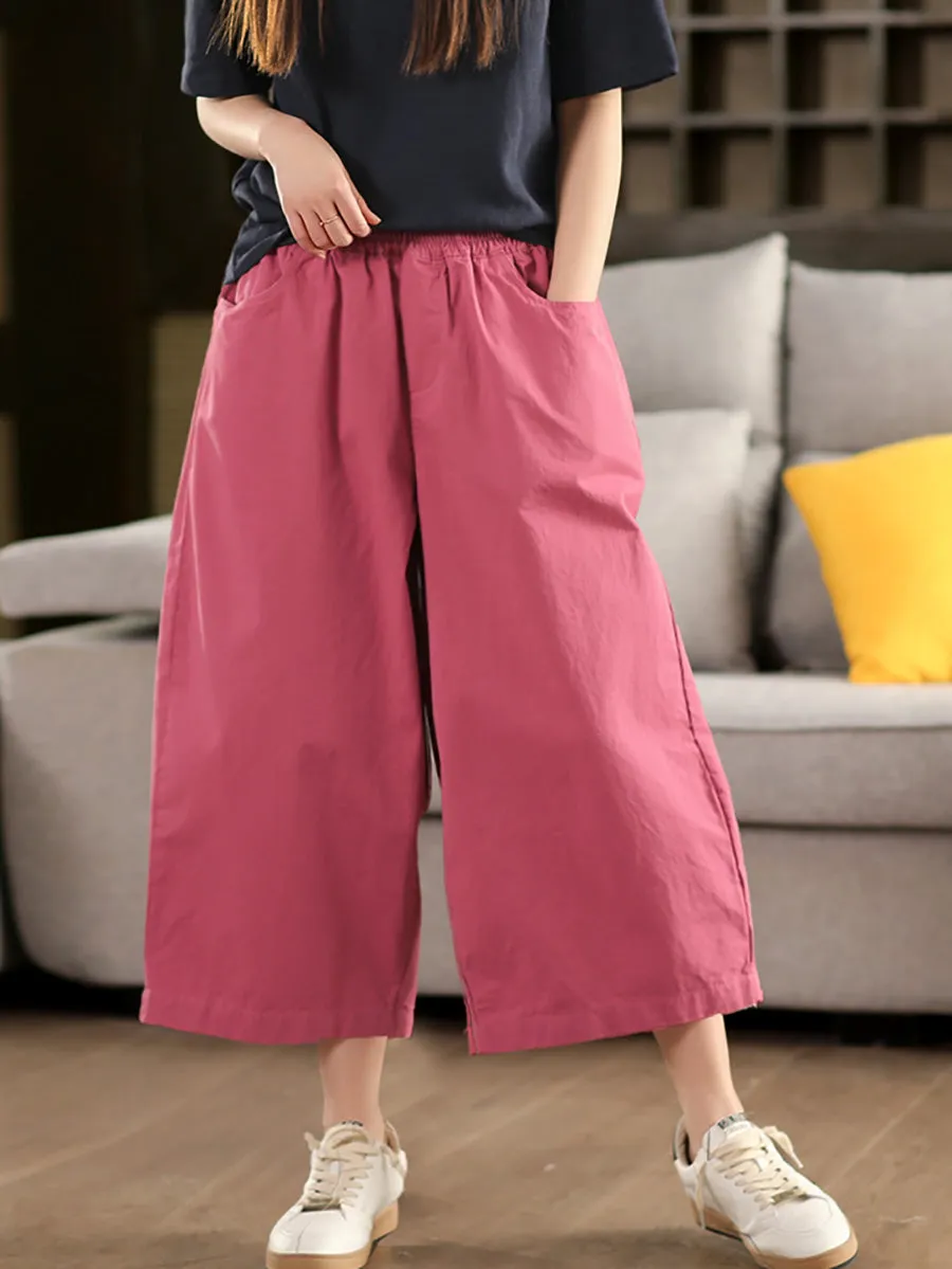 Women Summer Pure Color 100%Cotton Harem Pants