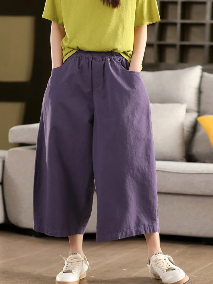 Women Summer Pure Color 100%Cotton Harem Pants