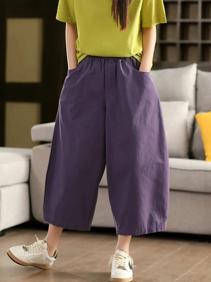 Women Summer Pure Color 100%Cotton Harem Pants