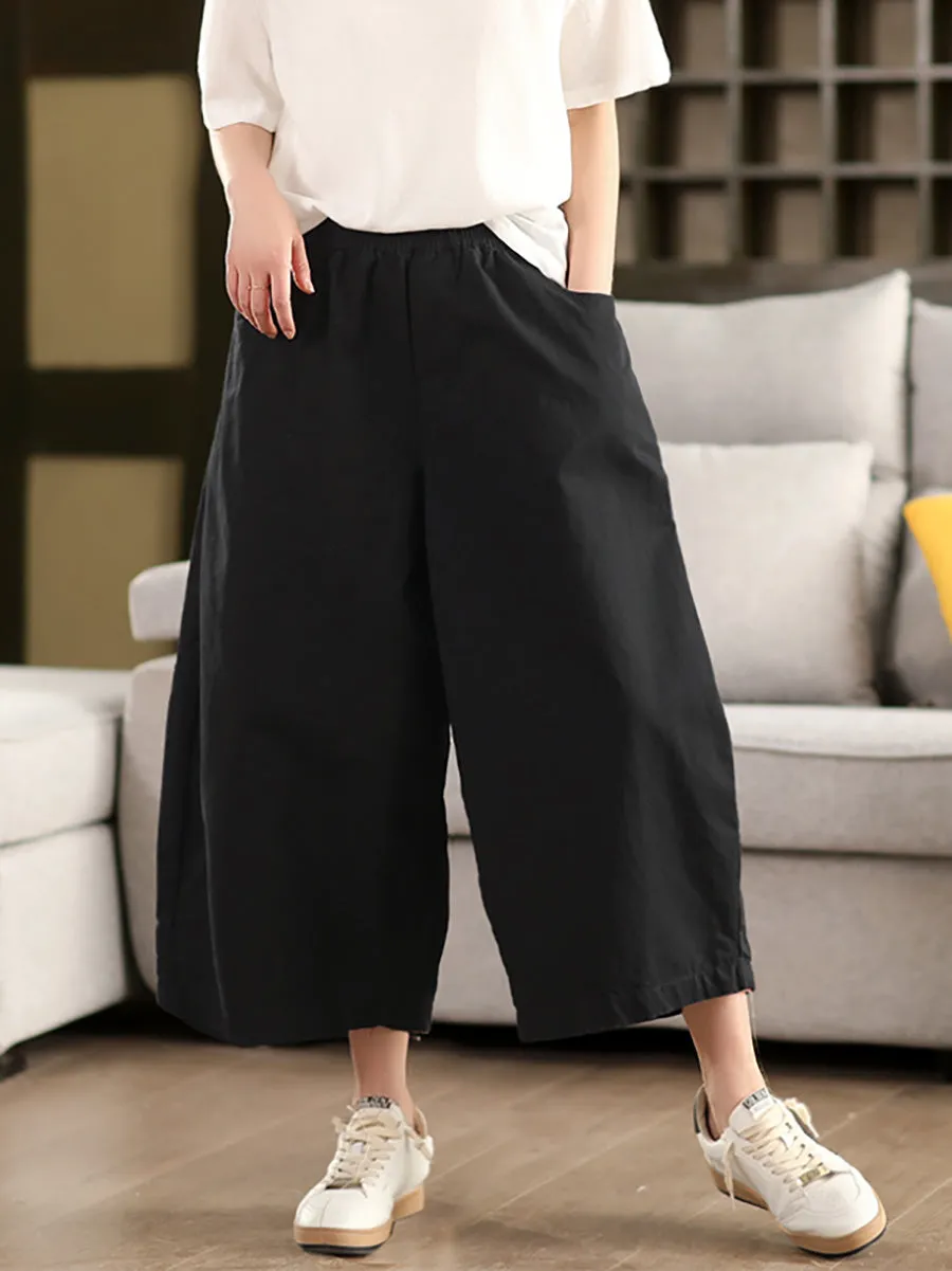 Women Summer Pure Color 100%Cotton Harem Pants