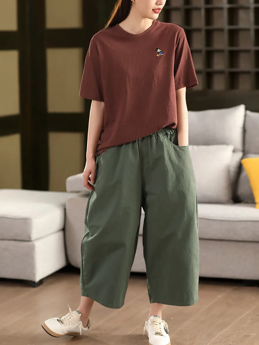 Women Summer Pure Color 100%Cotton Harem Pants
