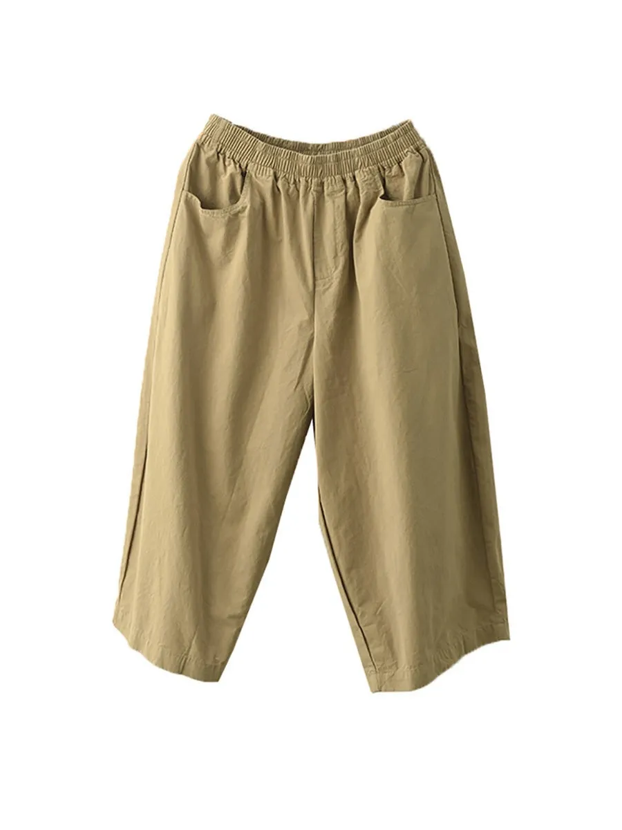 Women Summer Pure Color 100%Cotton Harem Pants